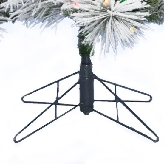 Perfect Holiday Pre-lit Atka Pine Flocked Christmas Tree with Metal Stand {4}