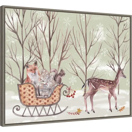 Christmas Time I by Melissa Wang 30-in. W x 23-in. H. Canvas Wall Art Print Framed in Grey {1}