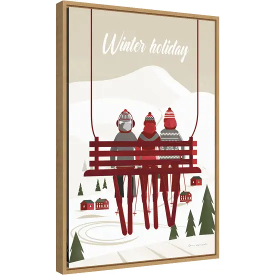 Winter Holiday Red by Omar Escalante 16-in. W x 23-in. H. Canvas Wall Art Print Framed in Natural {1}