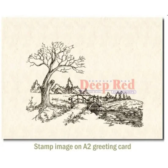 Deep Red Stamps Autumn Brook Rubber Stamp 4 x 3 inches {3}