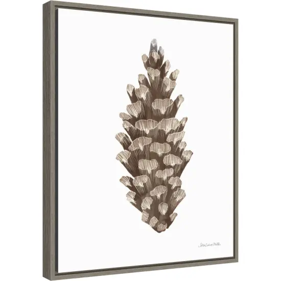 Peace and Joy Pinecone by Sara Zieve Miller 16-in. W x 20-in. H. Canvas Wall Art Print Framed in Grey {1}