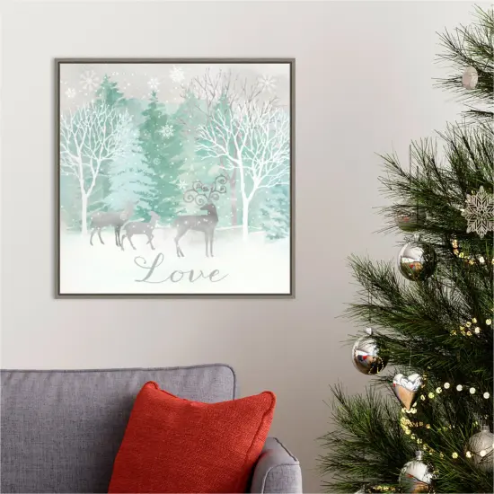 Peace on Earth Silver III by Cynthia Coulter 22-in. W x 22-in. H. Canvas Wall Art Print Framed in Grey {5}