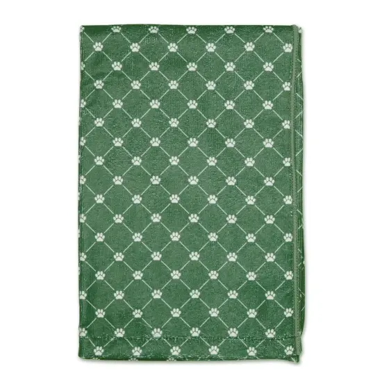 DII Hunter Green Printed Trellis Paw Pet Towel {1}