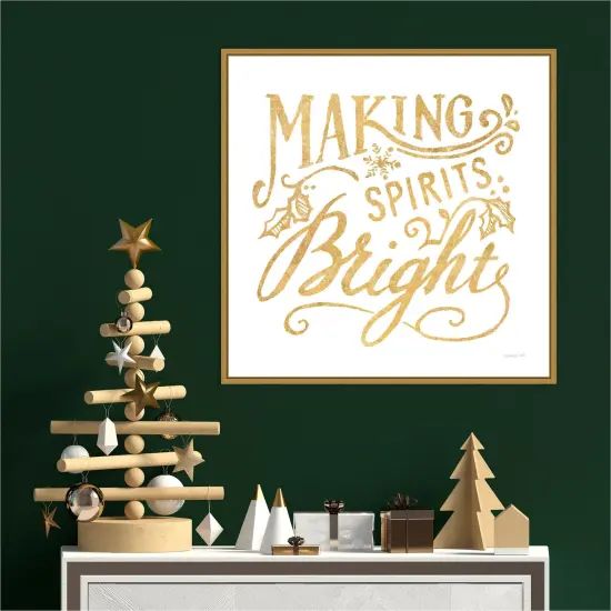 White and Bright Christmas I by Danhui Nai 22-in. W x 22-in. H. Canvas Wall Art Print Framed in Gold {3}