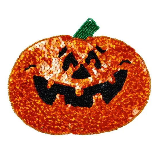 Jonathan Pumpkin Beaded Sequin Applique/Patch 6" x 5" Multi Colors {1}