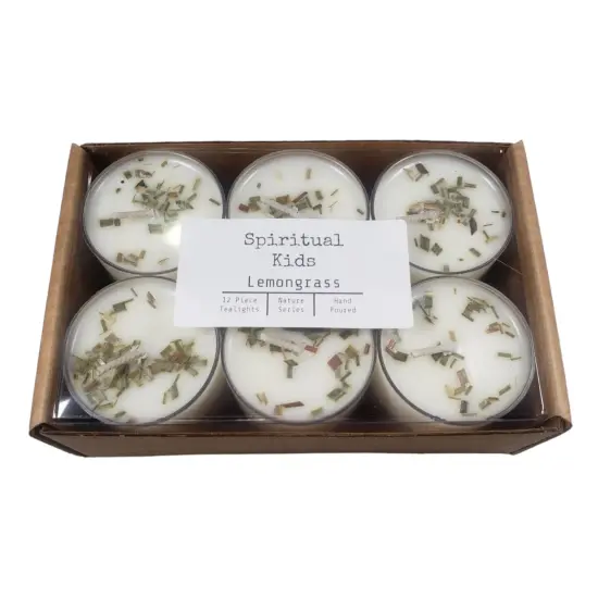 Lemongrass Natural Soy Wax Tealights 12 Count Hand Poured with Fragrant/Essential Oils with Dried Lemongrass {1}
