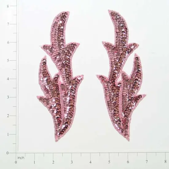Willow Leaf Sequin Applique/Patch Pack of 2 Mauve {1}
