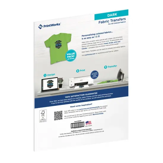 Printworks Dark T-Shirt Transfers for Inkjet Printers, 40 Sheet Value Pack, 8 &frac12;&rdquo; x 11&rdquo; (00529C) {2}
