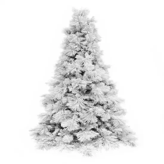 Perfect Holiday 7.5' Slim Snow Flocked Atka Christmas Tree {1}