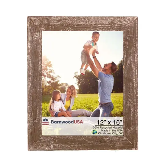 Rustic Farmhouse 12 in. x 16 in. Reclaimed Wood Picture Frame Brown {1}