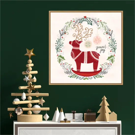 Hygge Christmas II by Noonday Design 22-in. W x 22-in. H. Canvas Wall Art Print Framed in Natural {4}