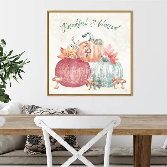 Harvest Touch VI by Dina June 22-in. W x 22-in. H. Canvas Wall Art Print Framed in Gold {4}