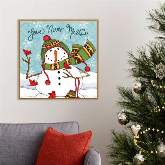 Snowplace Like Home V by Anne Tavoletti 22-in. W x 22-in. H. Canvas Wall Art Print Framed in Natural {5}