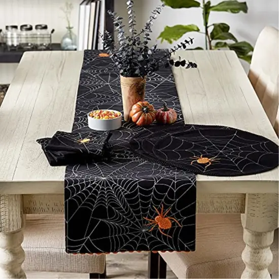 DII Spooky Spiderweb Embellished Napkin (Set of 4) {6}