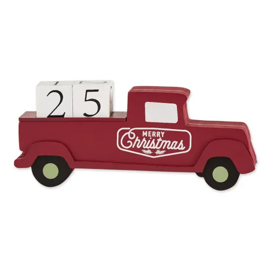 DII Christmas Tree Truck Tabletop Block Calendar {1}