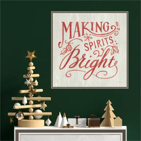 White and Bright Christmas by Danhui Nai 22-in. W x 22-in. H. Canvas Wall Art Print Framed in Grey {3}