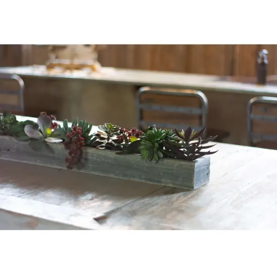 Rustic Farmhouse Decorative 35.5 in. Solid Reclaimed Wood Centerpiece Organizer Storage Box Grey {3}