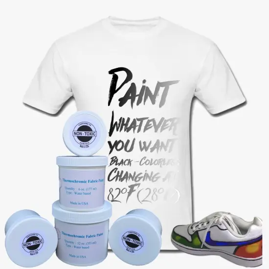 Temperature Activated Body Heat Reactive Color Changing Thermochromic Fabric Paint Black colorless 82⁰f {2}