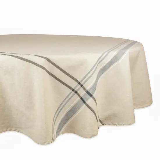 DII Black French Stripe Tablecloth 70 Round {1}