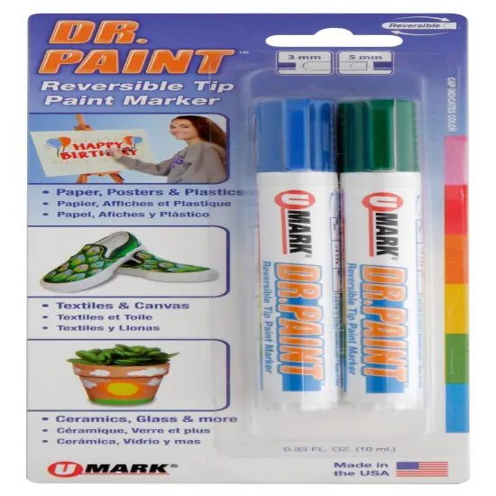 U-Mark DR. PAINT&trade; Reversible Tip Paint Marker - Blue/Green {1}