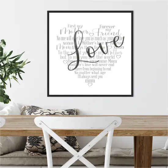 Mother's Day Heart Love by Cynthia Coulter 22-in. W x 22-in. H. Canvas Wall Art Print Framed in Black {4}