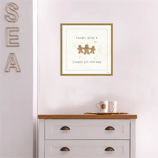 Christmas Cuties VI (Gingerbread) by Pela Studio Canvas Wall Art Print Framed Gold {5}
