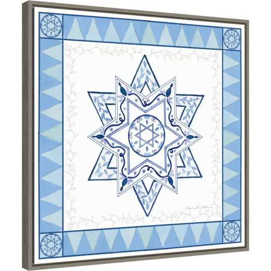Celebrating Hanukkah I by Kathleen Parr McKenna 22-in. W x 22-in. H. Canvas Wall Art Print Framed in Grey {1}