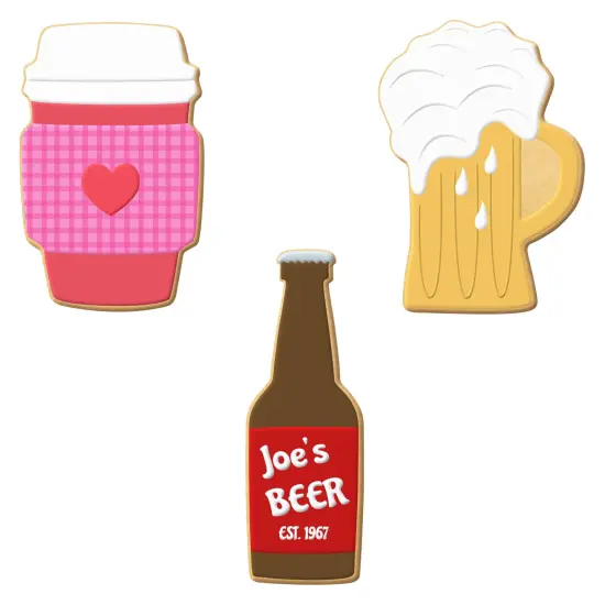 CookieCutter.com 3 Piece Drinks Cookie Cutter Set Beer Mug, Latte Cup, Bottle, USA {3}