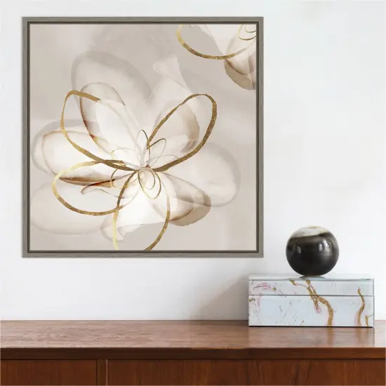 Transparent Beauty II (Floral) by Eva Watts Canvas Art Framed Gold {7}