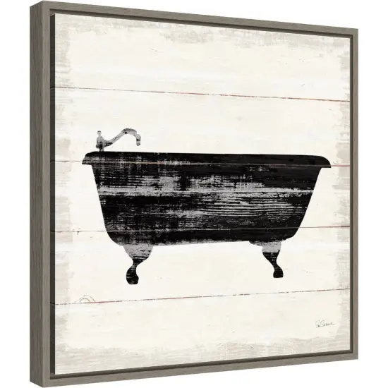 Shiplap Bath I by Sue Schlabach Canvas Art Framed Grey {2}