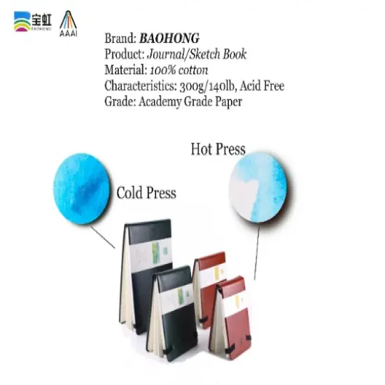 BAOHONG Journal Book 100% cotton Watercolor Paper 140lb/300gsm, Academy Grade Watercolor Paper, 24 sheets {4}