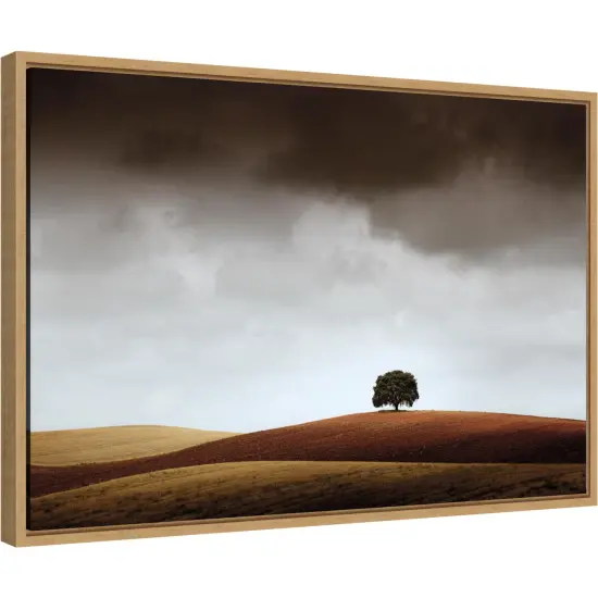 Distant Tree and Horizon by Alberto Merchan Canvas Wall Art Print Framed Natural {2}