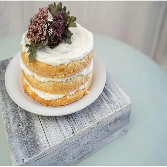 Rustic Farmhouse Reclaimed Wood Dessert/Cake Stand 3-Piece Set White {5}