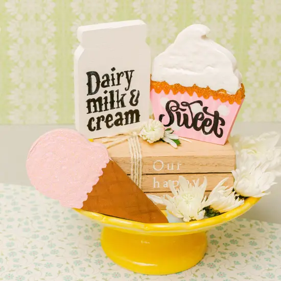 Ice Cream Tiered Tray Decor 5", Chunky Blank Wood Shape for Crafts | Woodpeckers {4}