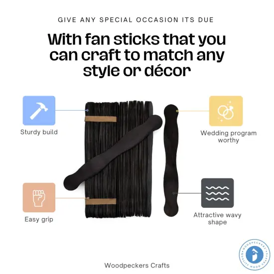 Wooden Fan Handles 8 inch for Wedding Program, Multiple Colors, Auction Paddles | Woodpeckers {8}