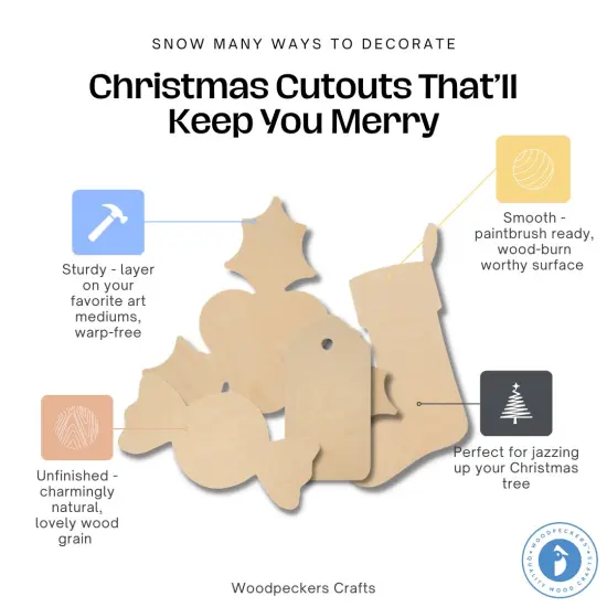 Wood Lightbulb Cutout Ornaments, Multiple Sizes Available, DIY Christmas Tree Decor/Craft | Woodpeckers {7}