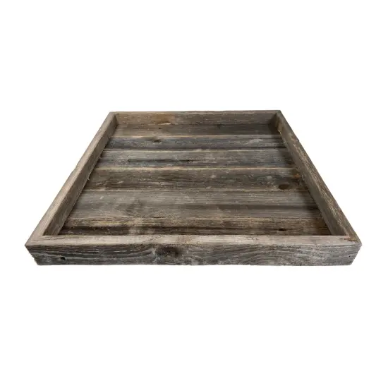 Rustic Farmhouse Reclaimed Wooden Ottoman Orangizing Serving Tray Grey {5}