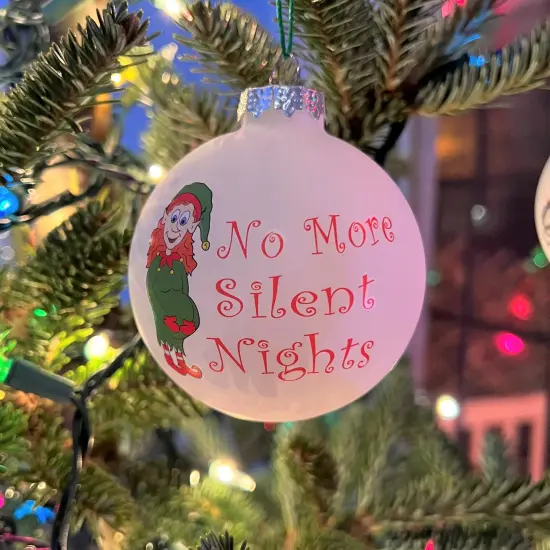 No More Silent Nights Fun Pregnancy Glass Christmas Ornaments {5}