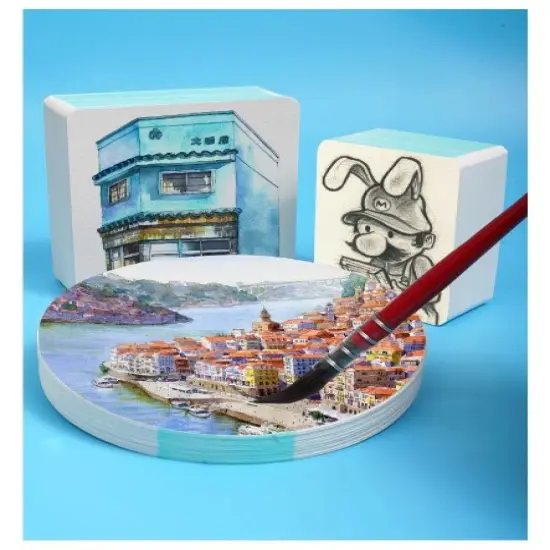 BAOHONG Academy Watercolor Paper 10x10cm, 100% Cotton, 140lb/300gsm, Textured Cold Press 80 sheets {4}