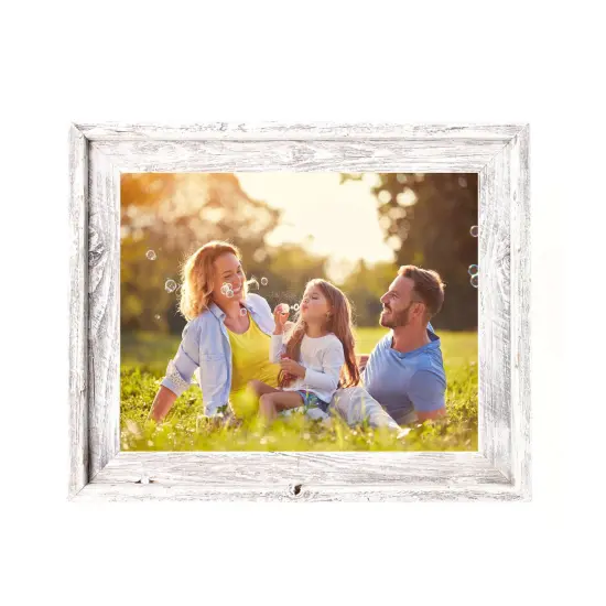 Rustic Farmhouse Signature Series 9 in. x 12 in. Reclaimed Wood Picture Frame White {2}