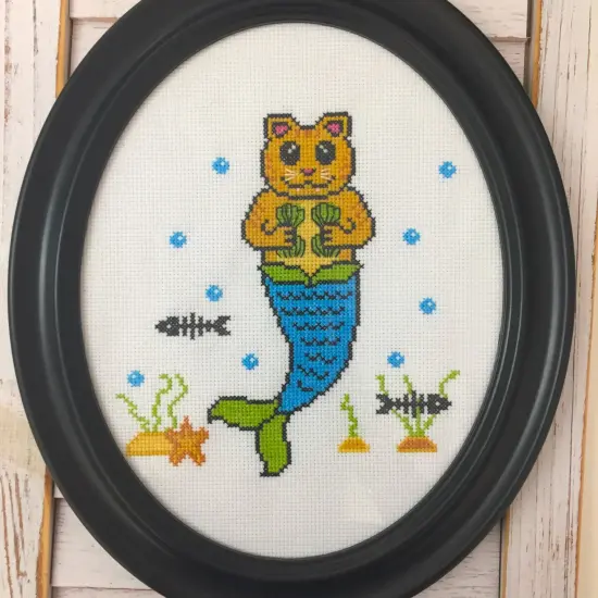 Purrmaid Counted Cross Stitch DIY KIT Intermediate {2}