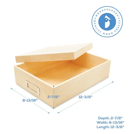 Wooden Box with Lid 12-3/8", Unfinished for Storage & Crafts | Woodpeckers {4}