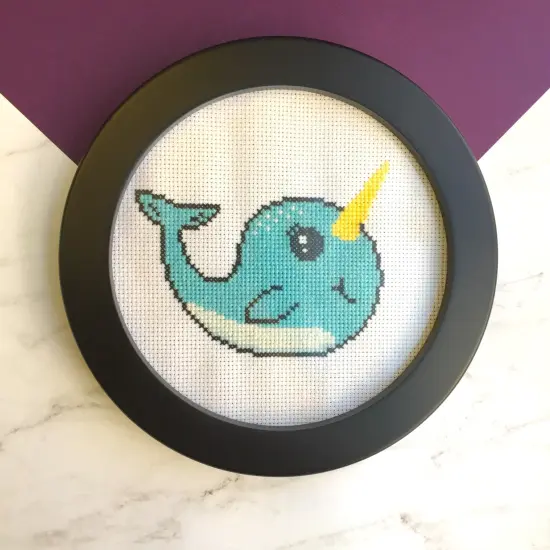 Narwhal Counted Cross Stitch DIY KIT Intermediate {2}