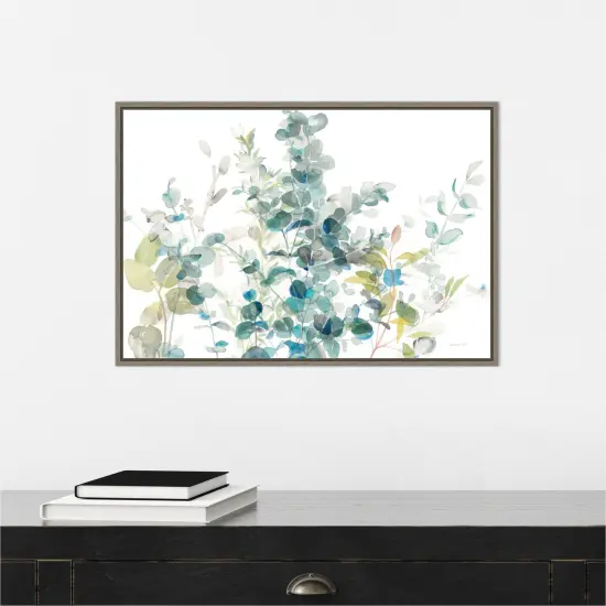 Eucalyptus I White Crop by Danhui Nai Canvas Wall Art Print Framed Grey {6}