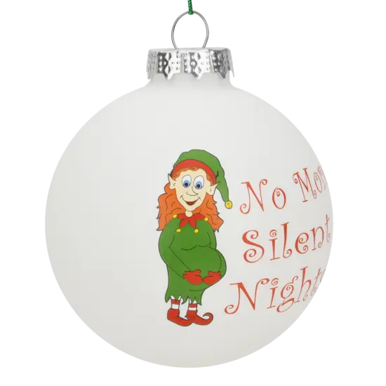 No More Silent Nights Fun Pregnancy Glass Christmas Ornaments {2}