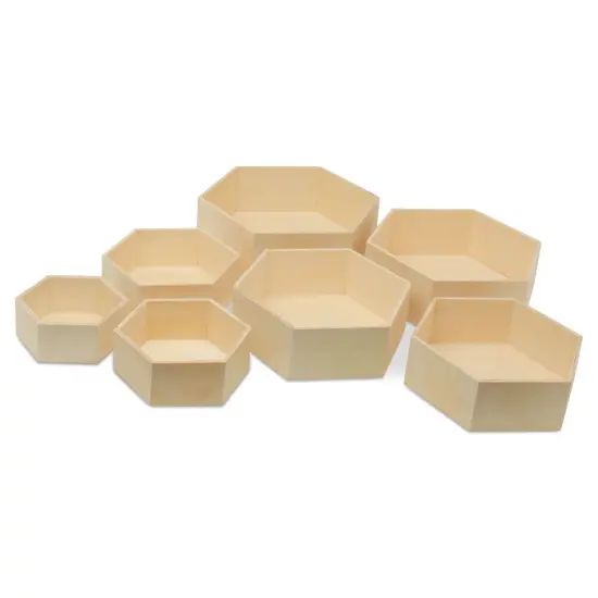 Wooden Hexagon Shelves with Backs, 7-set, for Crafts & DIY Dcor |Woodpeckers {8}