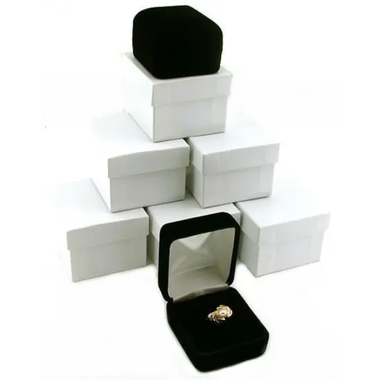 6 Black Velvet Ring Gift Boxes Jewelry Counter Displays {1}