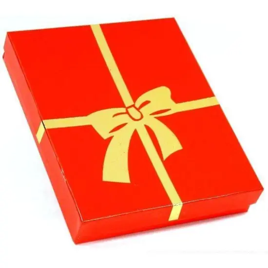 Cotton Box Red Gold Bow 6.125" x 5.125" x 1.125" {1}