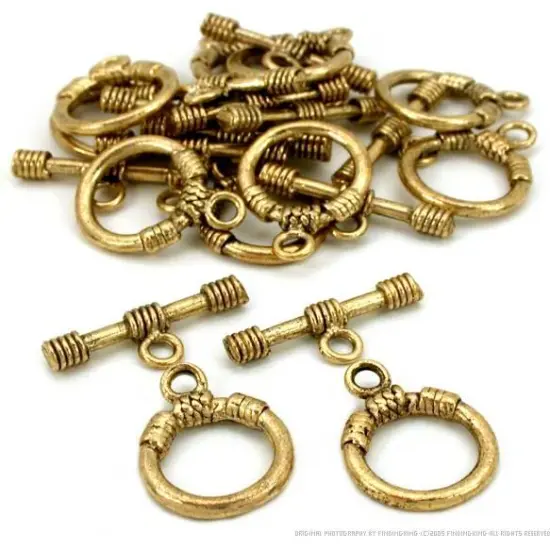 Bali Toggle Clasps Antique Gold Plated 15mm Approx 12 {1}