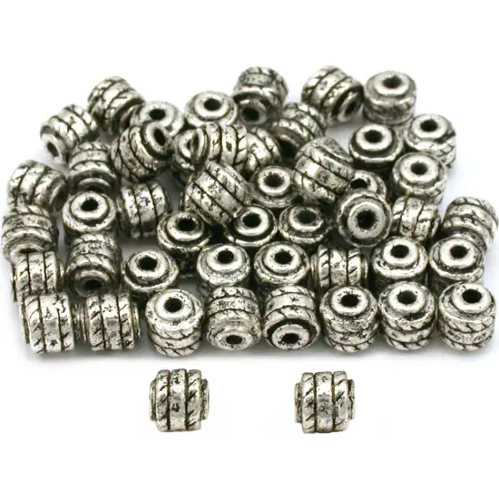 Barrel Bali Beads Antique Silver Plated 4.5mm Approx 50 {1}